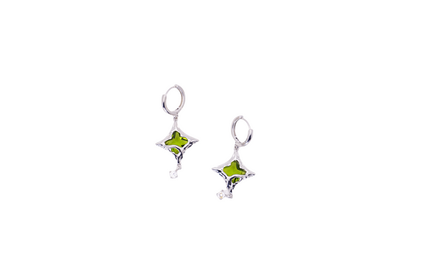 EMERALD STAR DROP EARRINGS